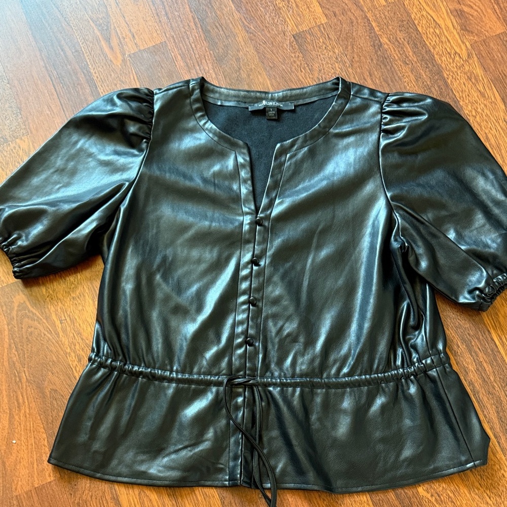 Marc New York Black Faux Leather Top